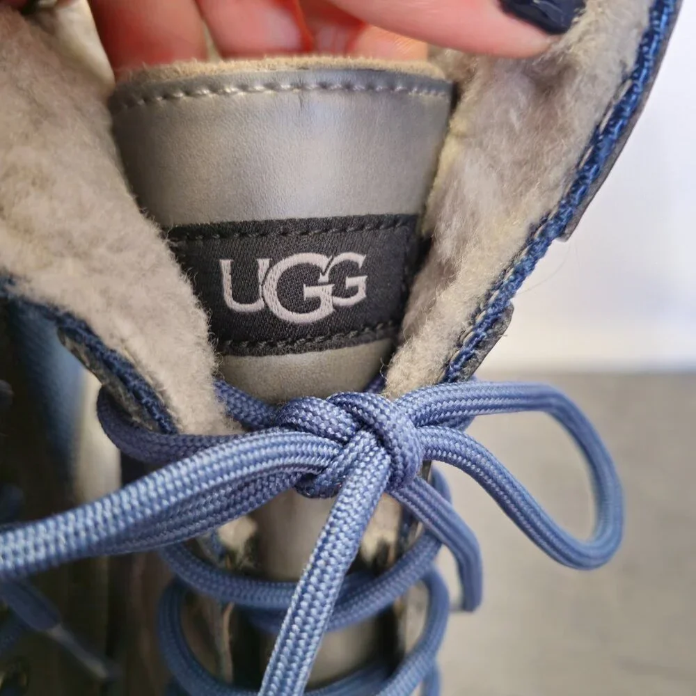 UGG Butte II Grey Gray Leather Short Snow Boots Size 4 Kid Youth = Women US 6
